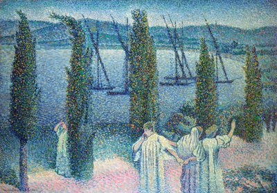 Coastal View with Cypress Trees by Henri Edmond Cross